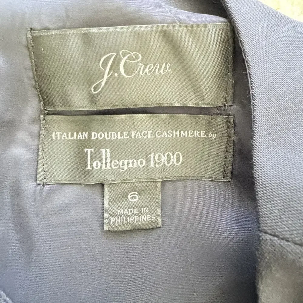 J.Crew Italian Double Face Cashmere Tollegno 1900 Navy Blue Dress Size 6 EUC